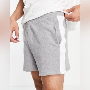 ASOS Men’s Grey Jersey White Stripe Drawstring  Shorts - Medium